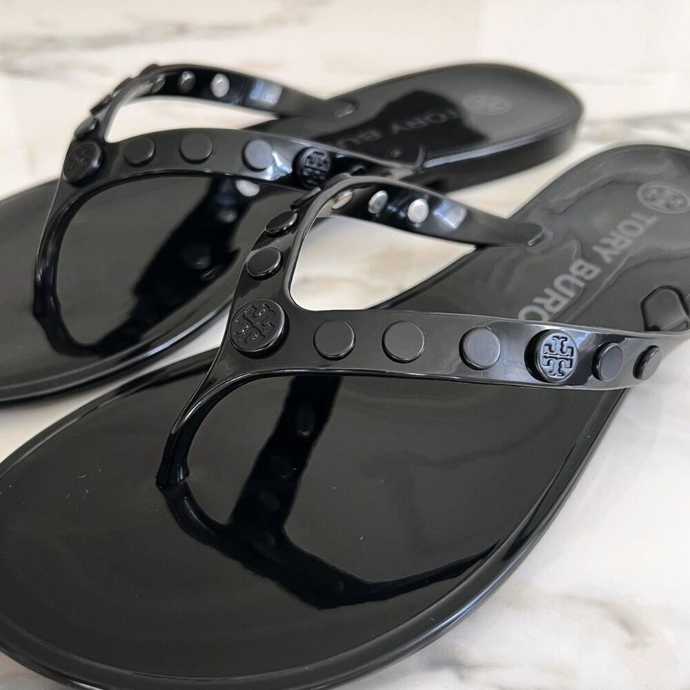 NWT - Tory Burch Studded Jelly Flip Flop - Perfect Black🖤 - Picture 4 of 7